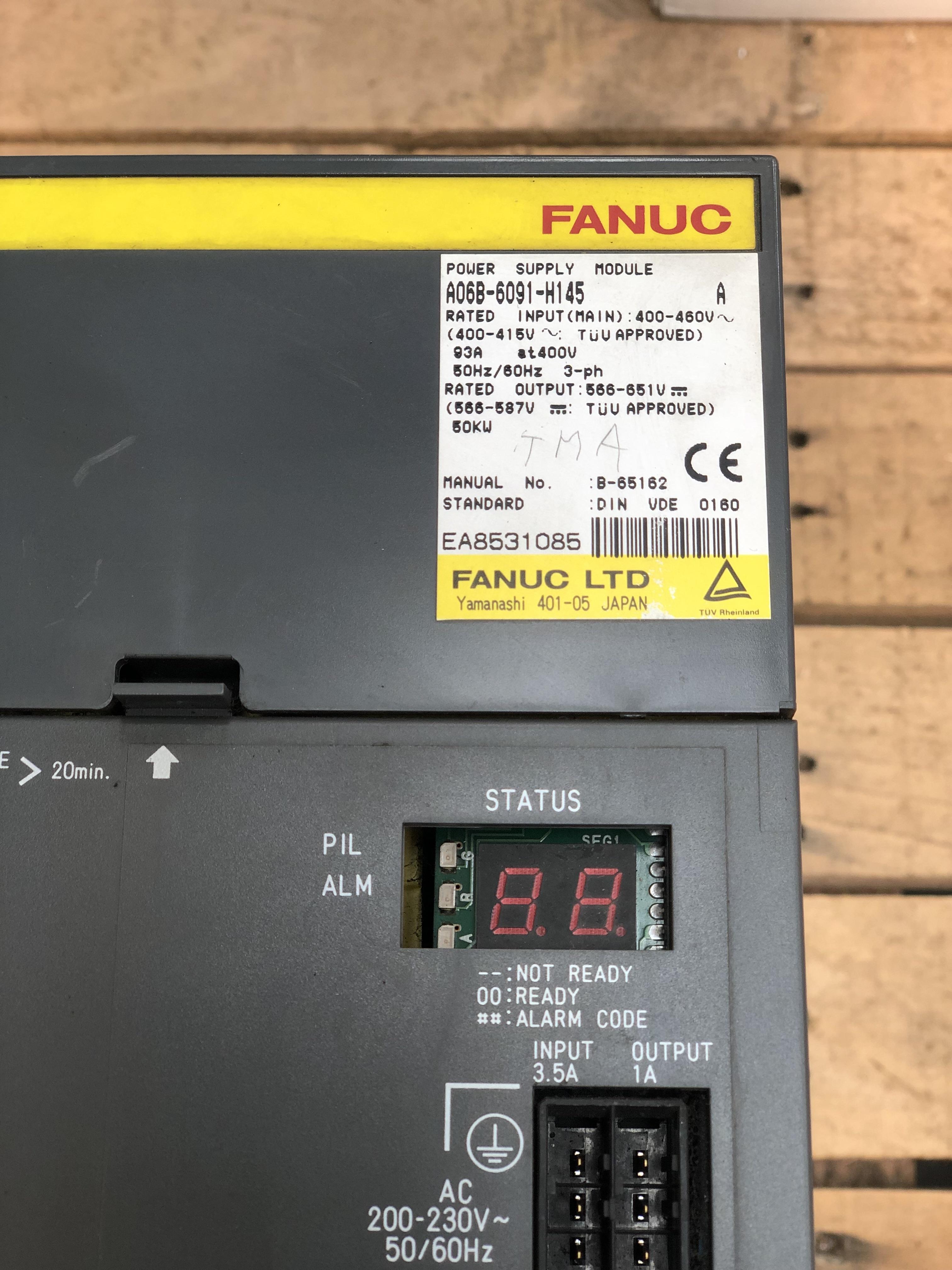 FANUC A06B-6091-H145 POWER SUPPLY UNIT CNC MACHINE MODULE USED REMOVED