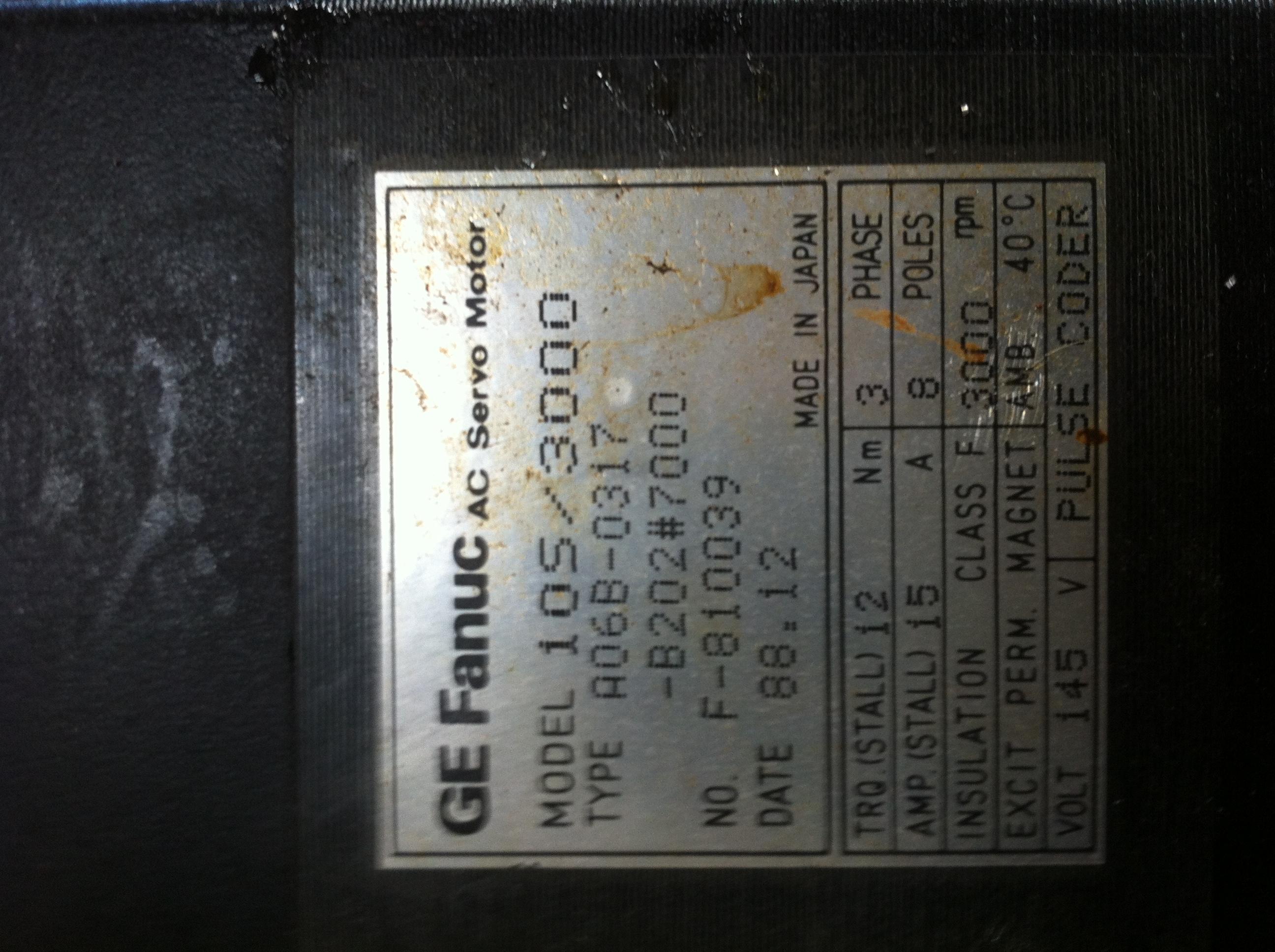 Fanuc 10S/3000 Servo Motor A06B-0317-B202#7000